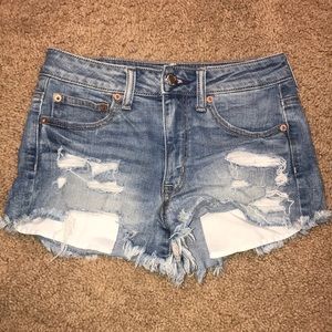 High waisted denim shorts